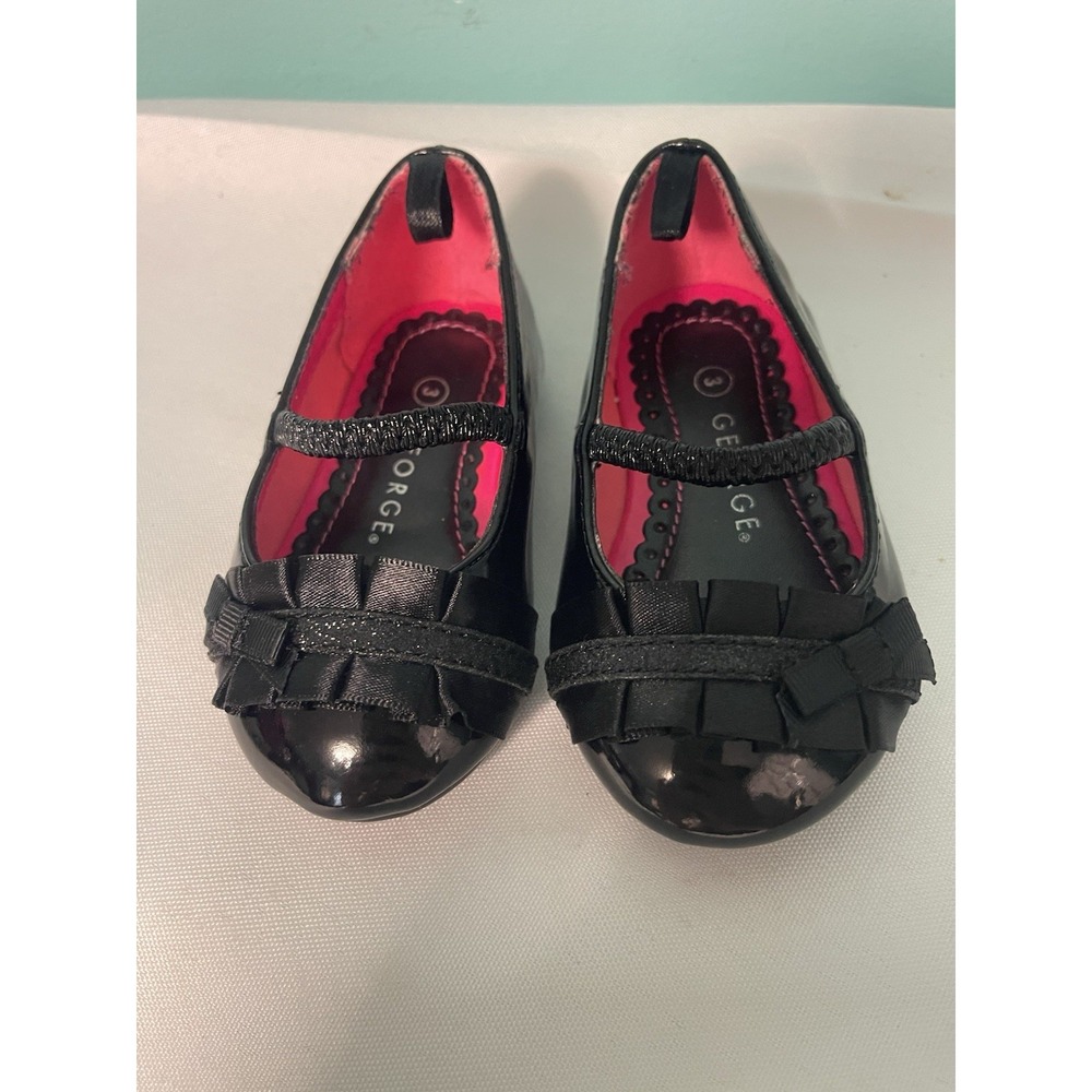 George's Black Toddler‎ Girls' Dress Shoes – Size 3 Patent Leather